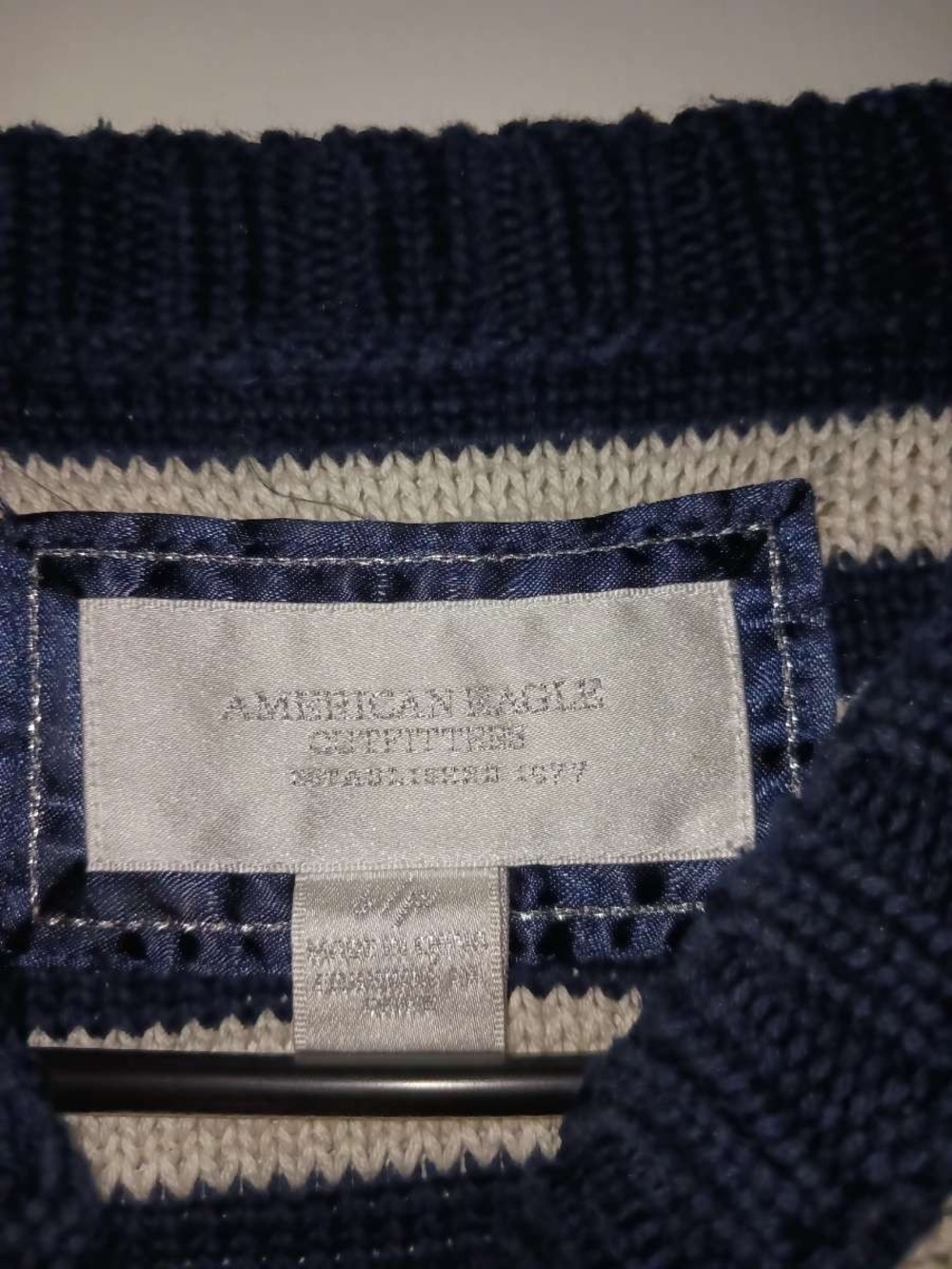 American Eagle Outfitters Navy and Cream Striped Sweater - Picture 2 of 4